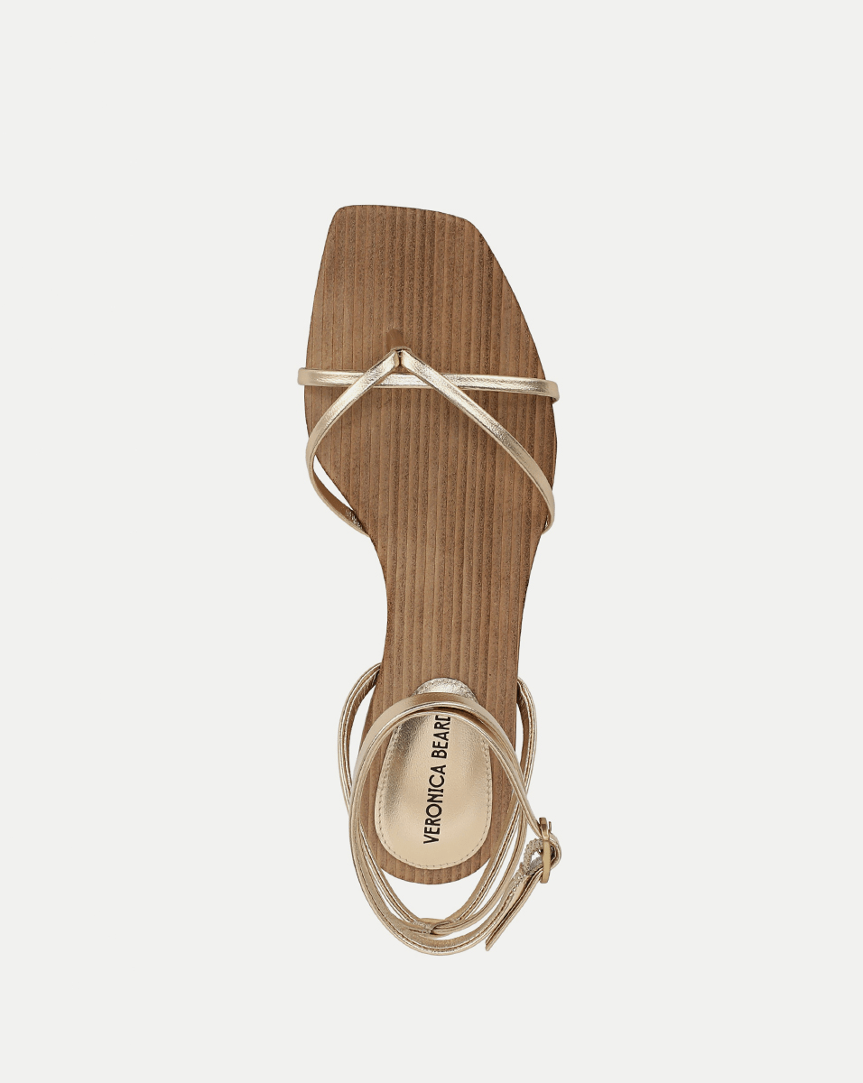 Metallic Leather Ankle-Wrap Sandals | Allegra