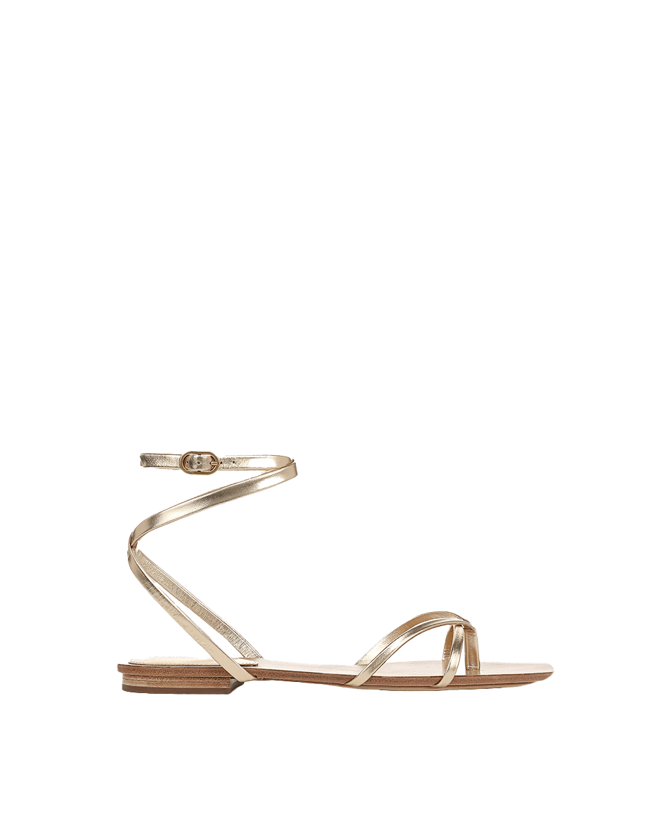 Metallic Leather Ankle-Wrap Sandals | Allegra