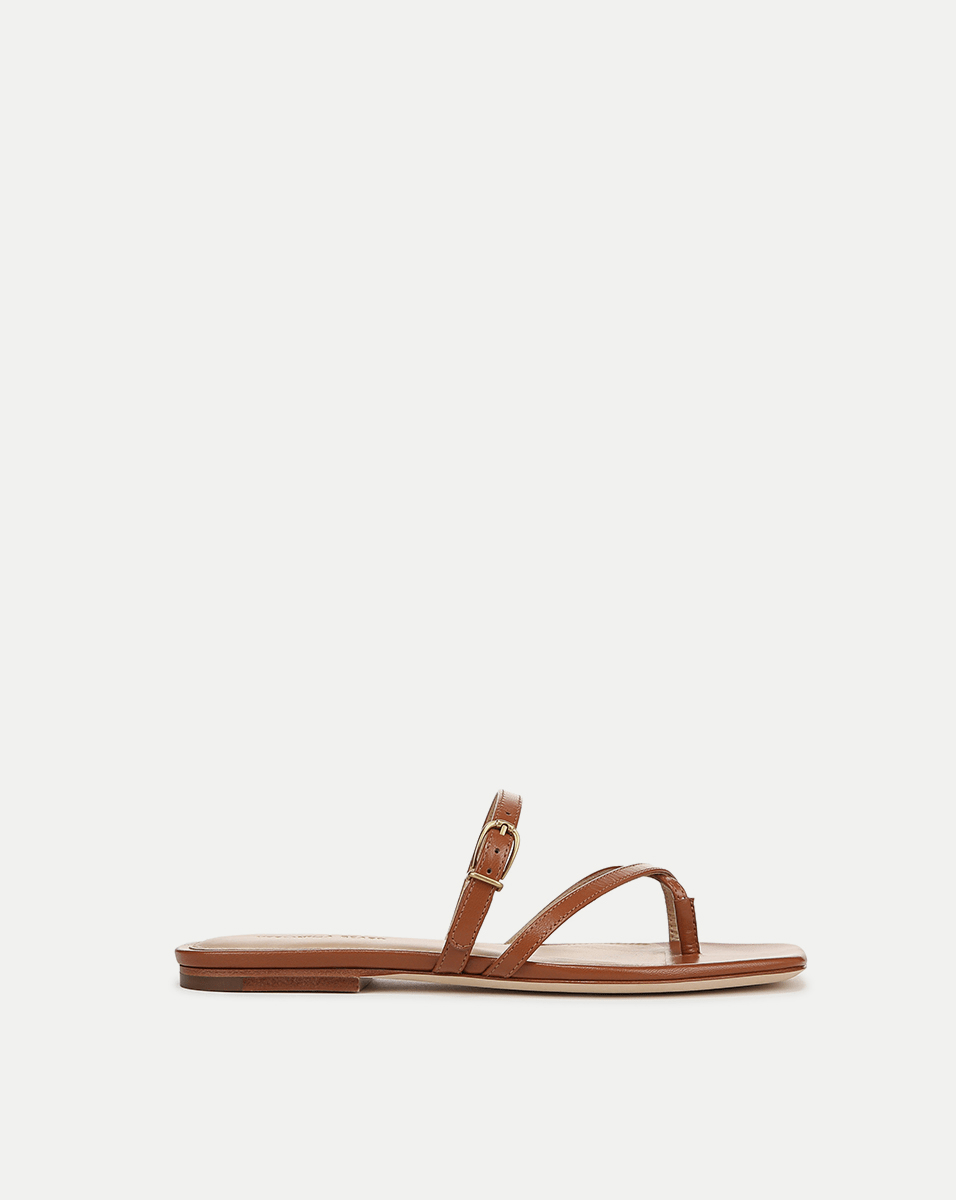Leather Strappy Sandals with Buckled Vamp Strap | Marthe