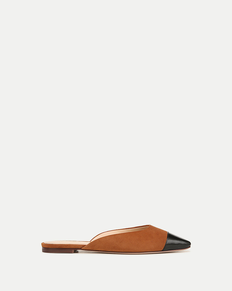 Brown Suede Cap-Toe Flats for Women | Carlotta