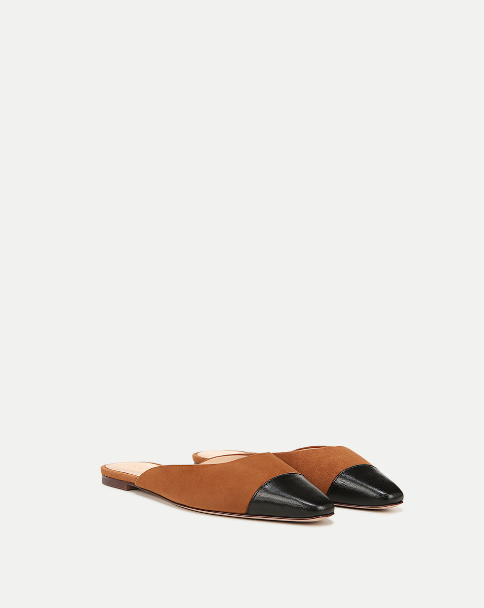 Brown Suede Cap-Toe Flats for Women | Carlotta