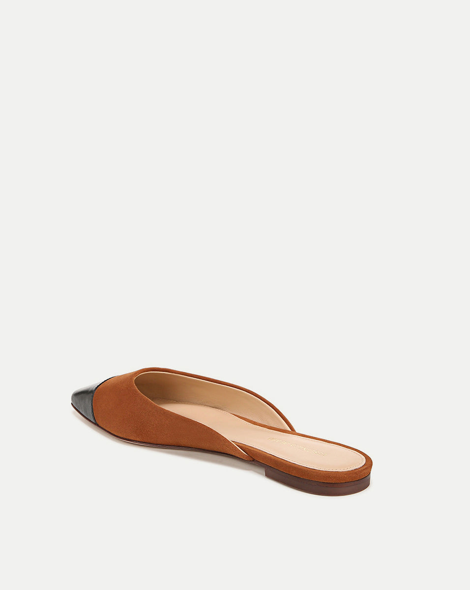 Brown Suede Cap-Toe Flats for Women | Carlotta