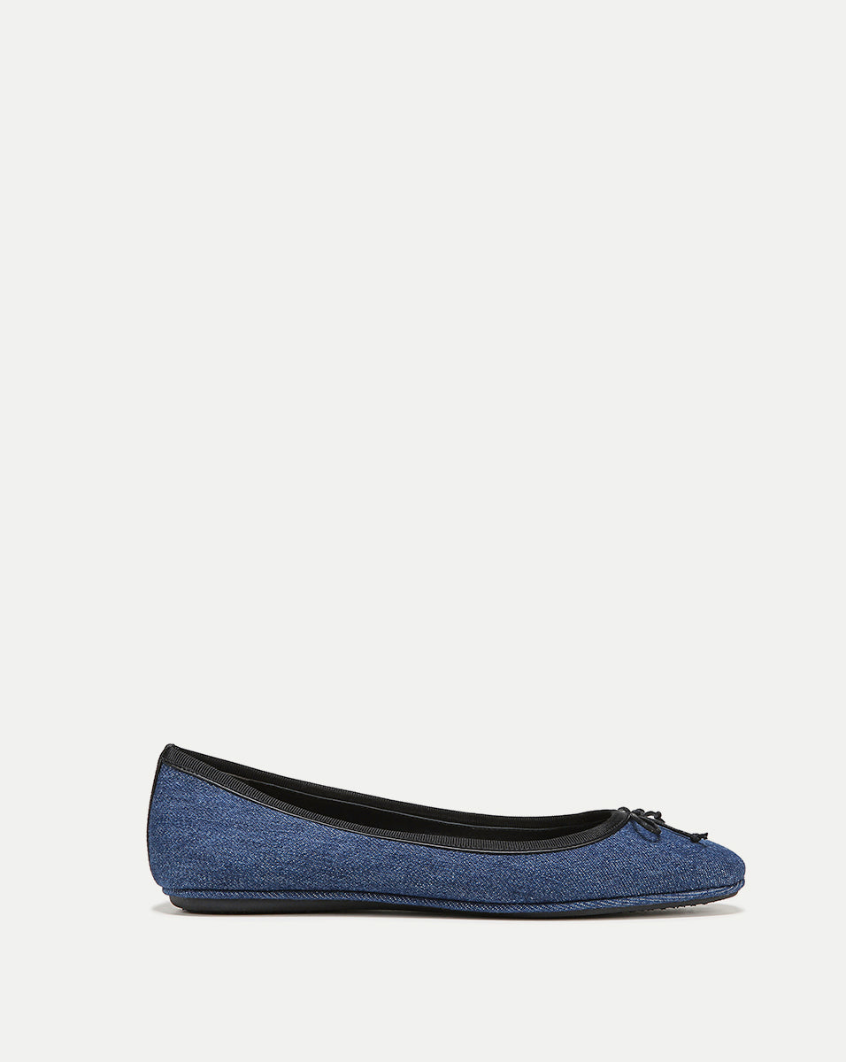 Denim Ballet Flats with Bow for Women | Beatrix Comfort Shoes