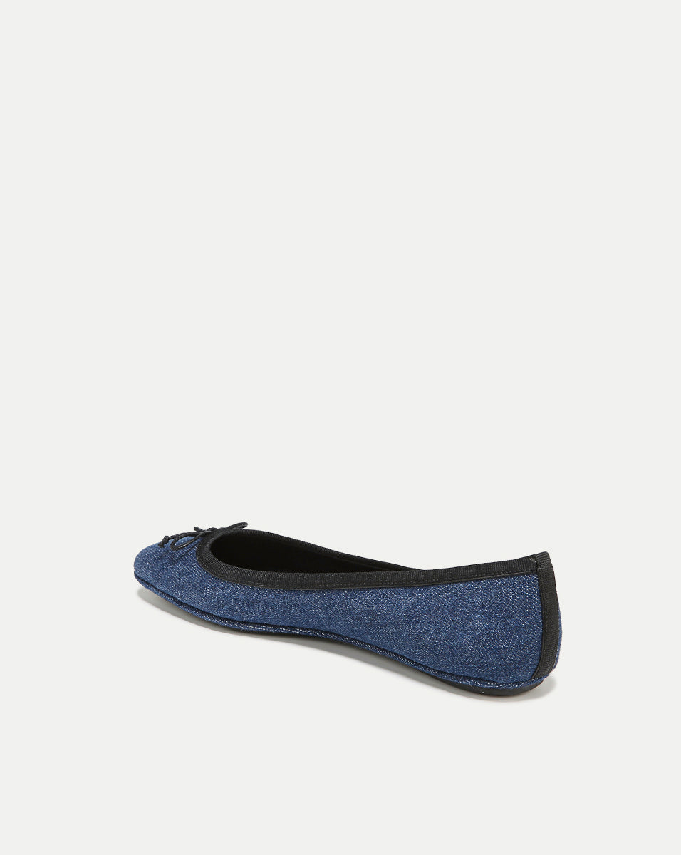 Denim Ballet Flats with Bow for Women | Beatrix Comfort Shoes