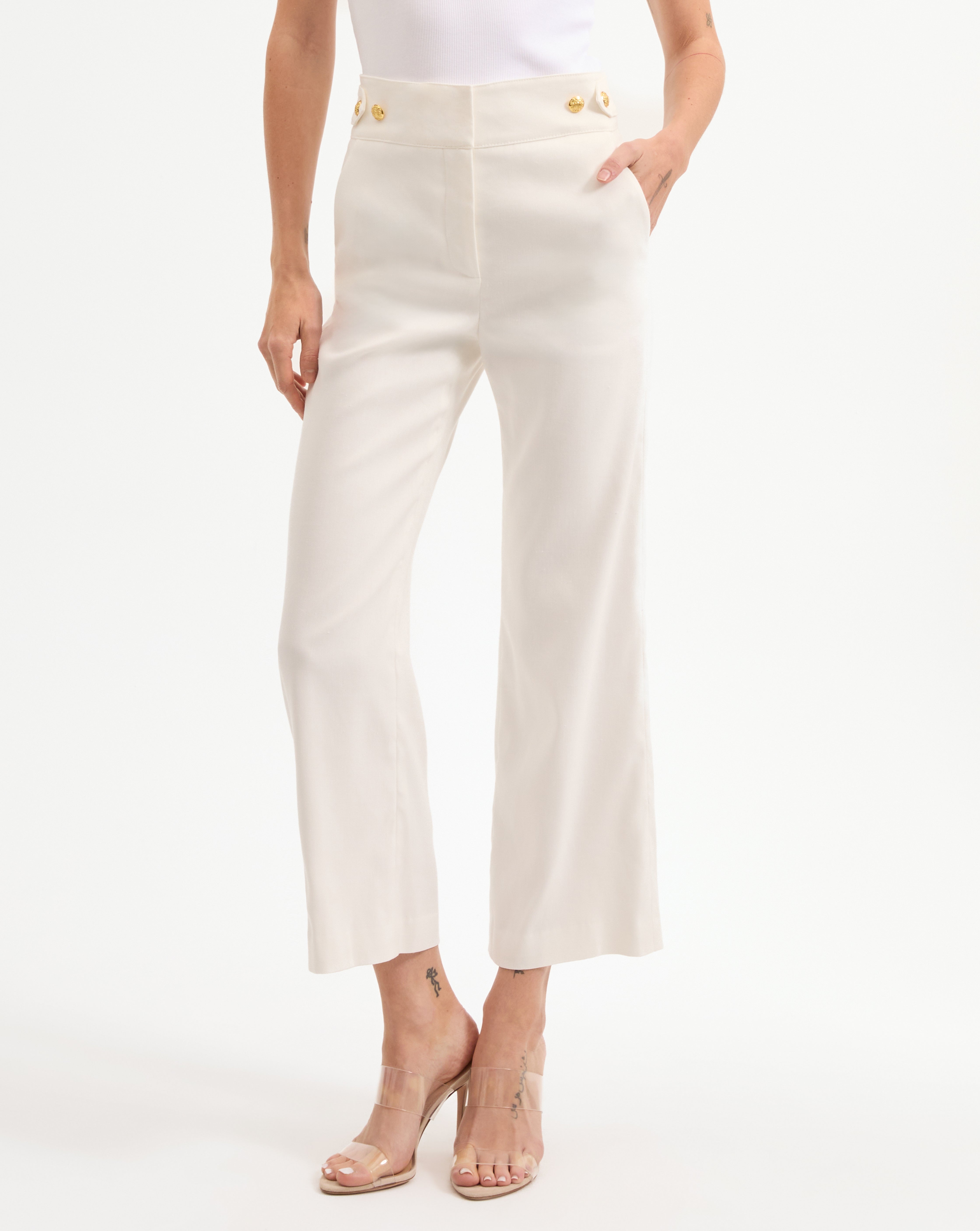 Breathable Linen Cropped Pants for Women | Aubrie Wide-Leg Pant