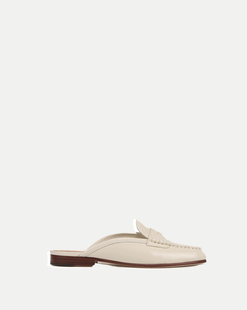 Leather Mule Shoes for Women | High-Shine Penny Loafer Style