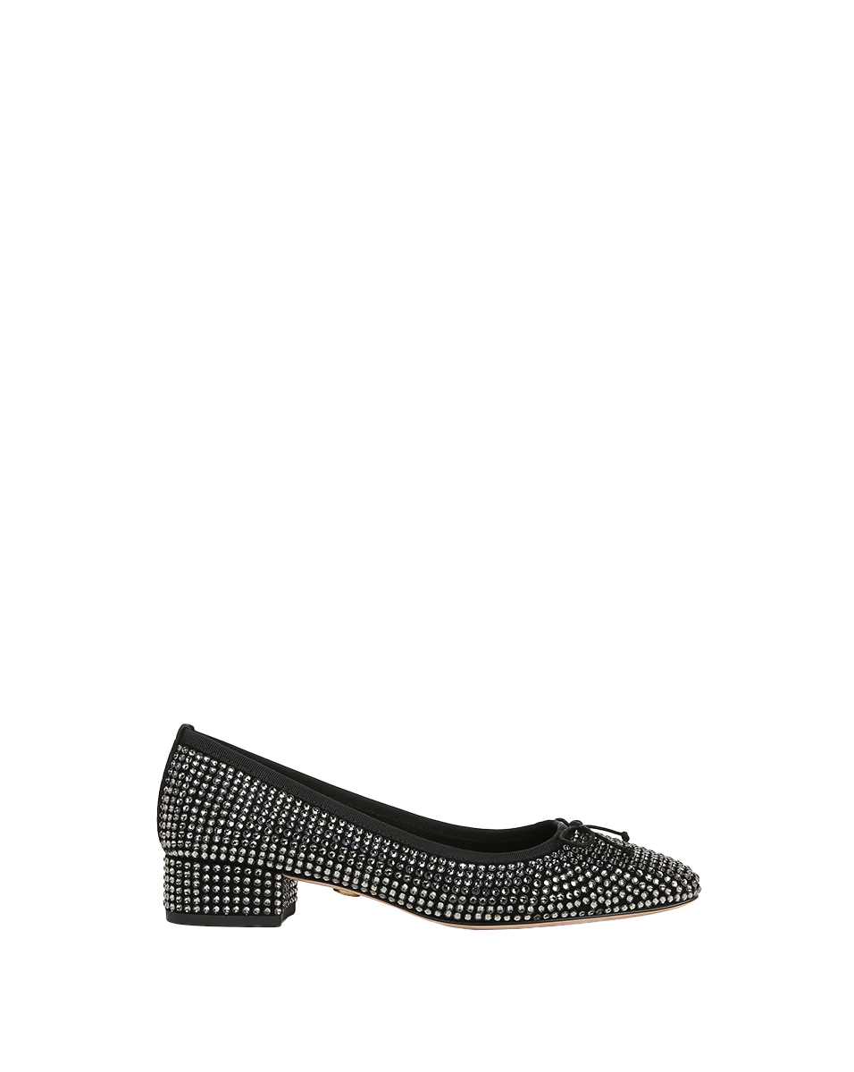 Rhinestone Ballet Flats for Women | Suede & Grosgrain Bow | Cecile Pump