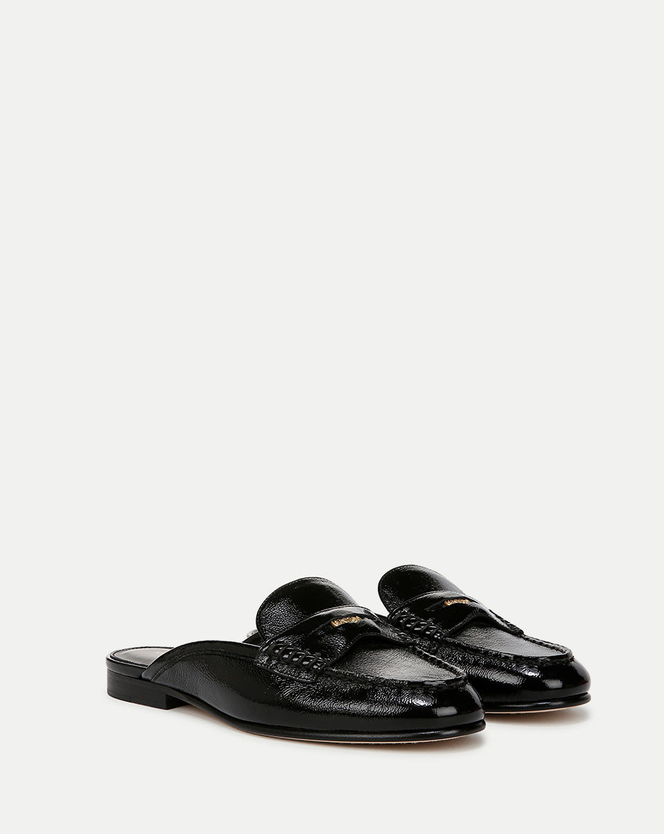 Leather Mule Shoes for Women | High-Shine Penny Loafer Style