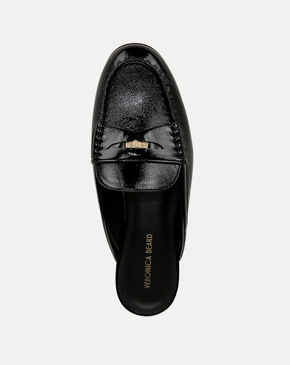 Leather Mule Shoes for Women | High-Shine Penny Loafer Style
