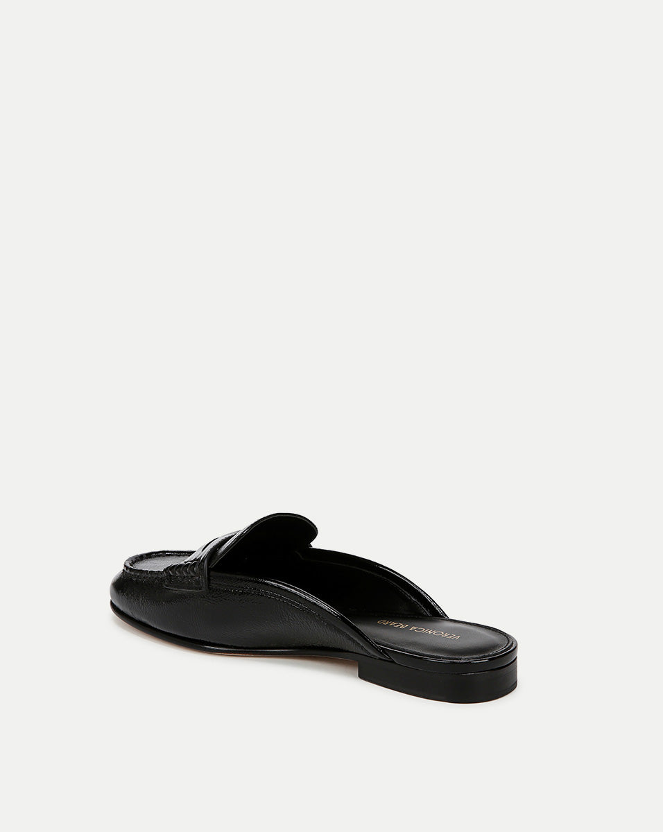 Leather Mule Shoes for Women | High-Shine Penny Loafer Style
