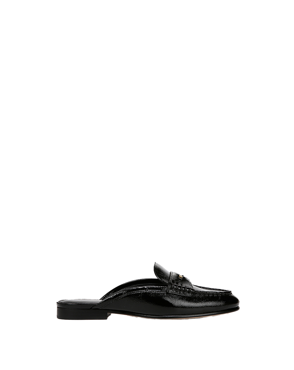 Leather Mule Shoes for Women | High-Shine Penny Loafer Style