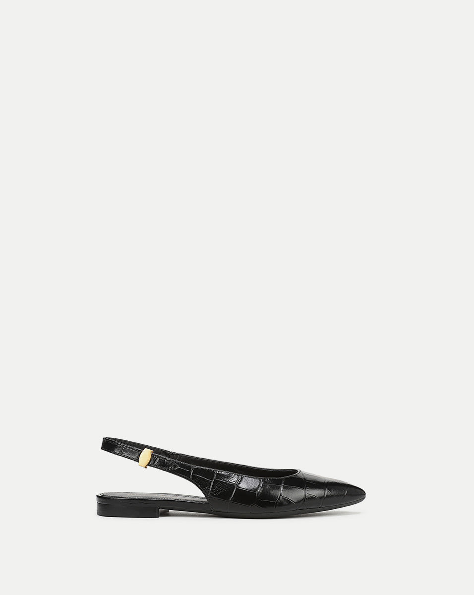 Tan Suede Slingback Ballet Flats with Dash Hardware | Shina