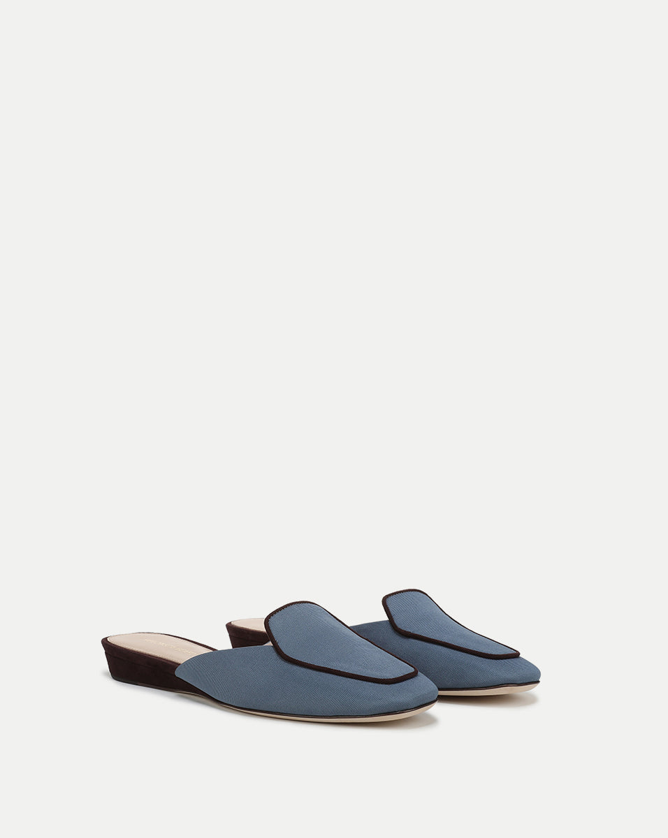 Minimalist Green Loafer Mule with Suede Piping | Moritz