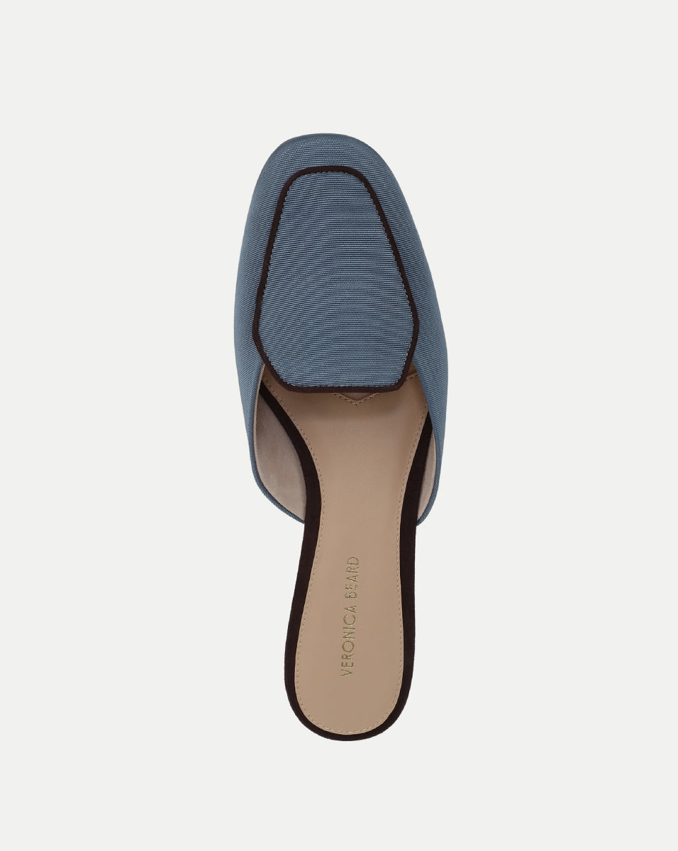 Minimalist Green Loafer Mule with Suede Piping | Moritz