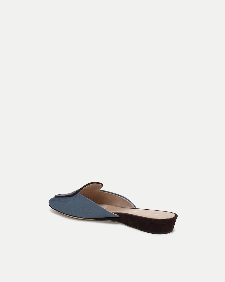 Minimalist Green Loafer Mule with Suede Piping | Moritz