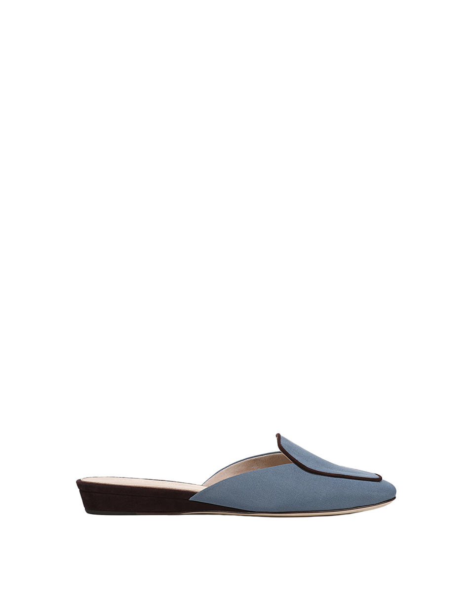 Minimalist Green Loafer Mule with Suede Piping | Moritz