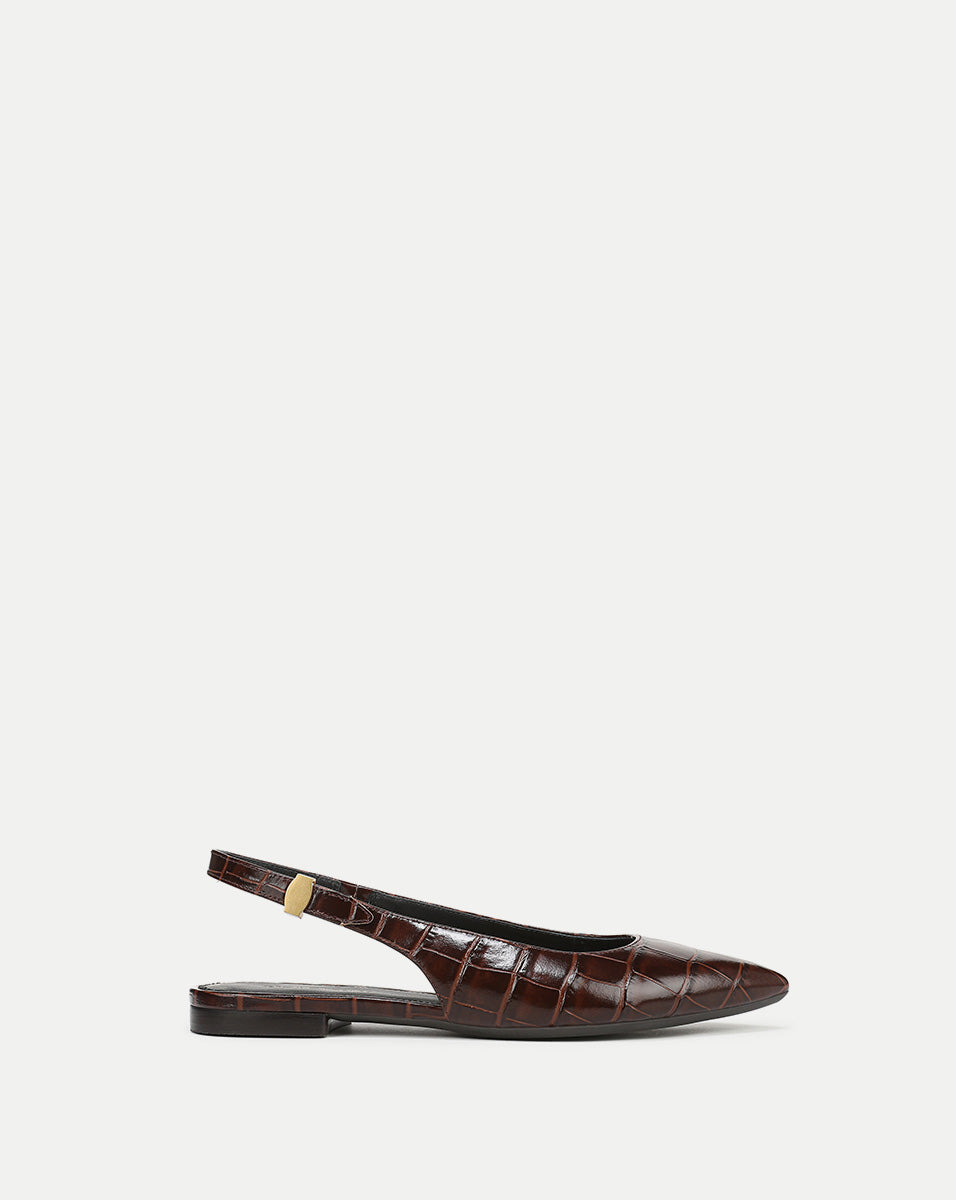 Tan Suede Slingback Ballet Flats with Dash Hardware | Shina