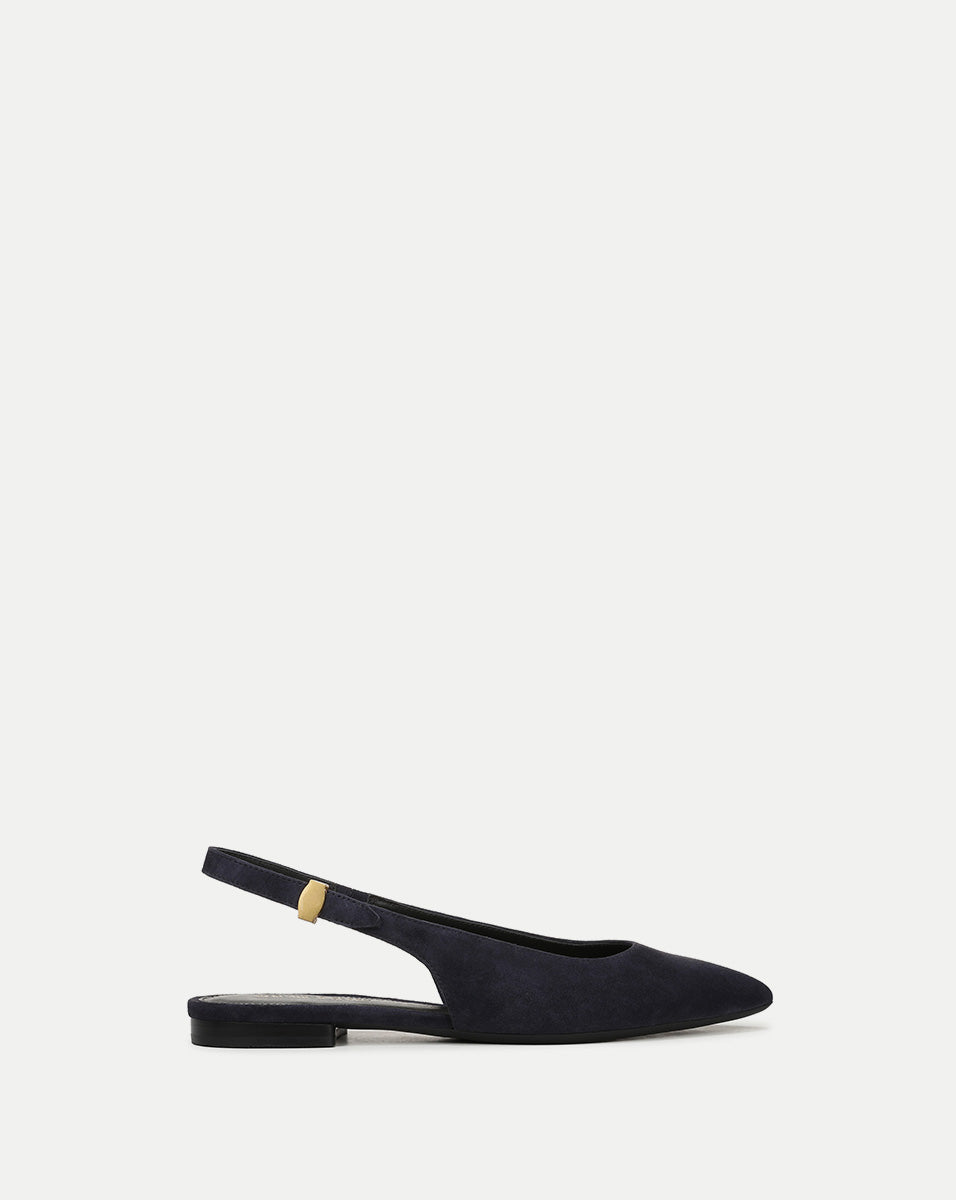 Tan Suede Slingback Ballet Flats with Dash Hardware | Shina