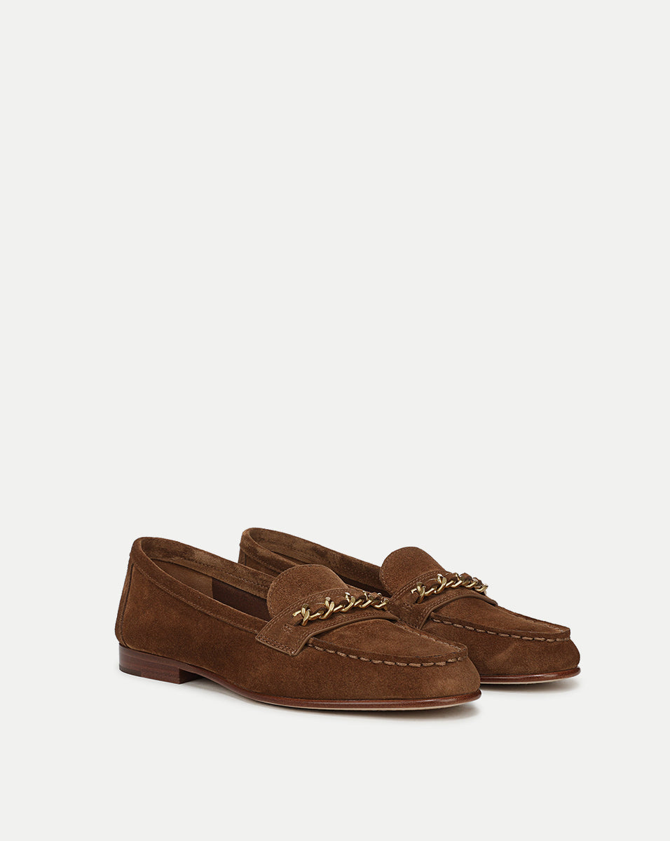 Navy Suede Chain-Link Loafer for Women | Penny
