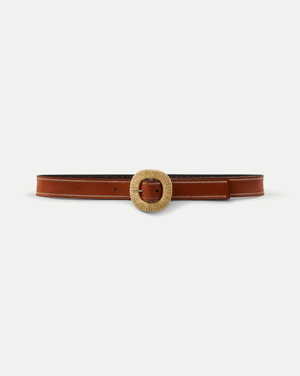 Handwoven Rattan Buckle Leather Belt | Gavazzeni Made in Italy
