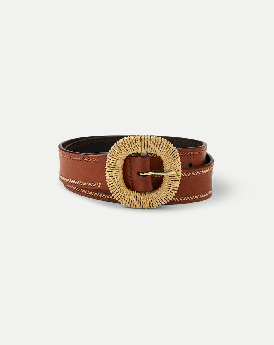 Handwoven Rattan Buckle Leather Belt | Gavazzeni Made in Italy