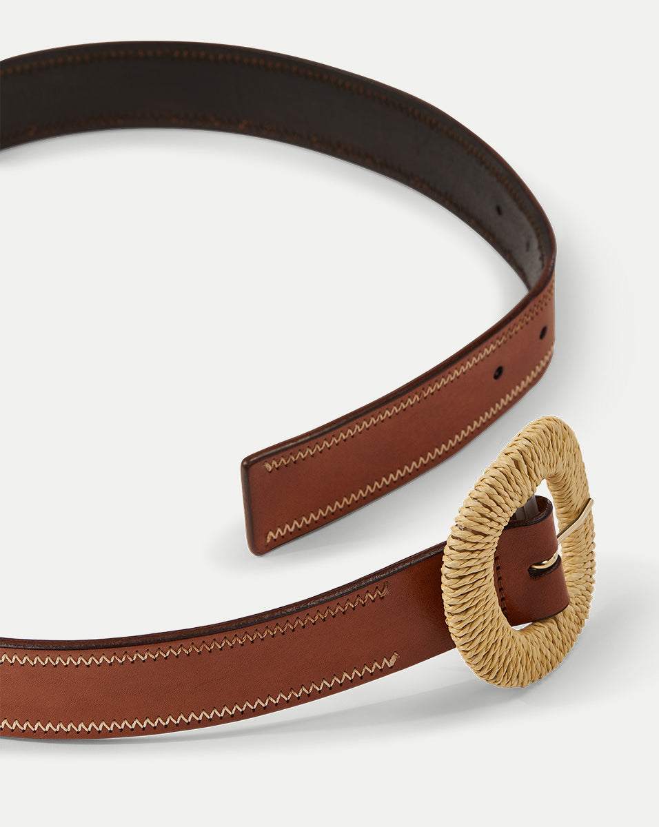 Handwoven Rattan Buckle Leather Belt | Gavazzeni Made in Italy