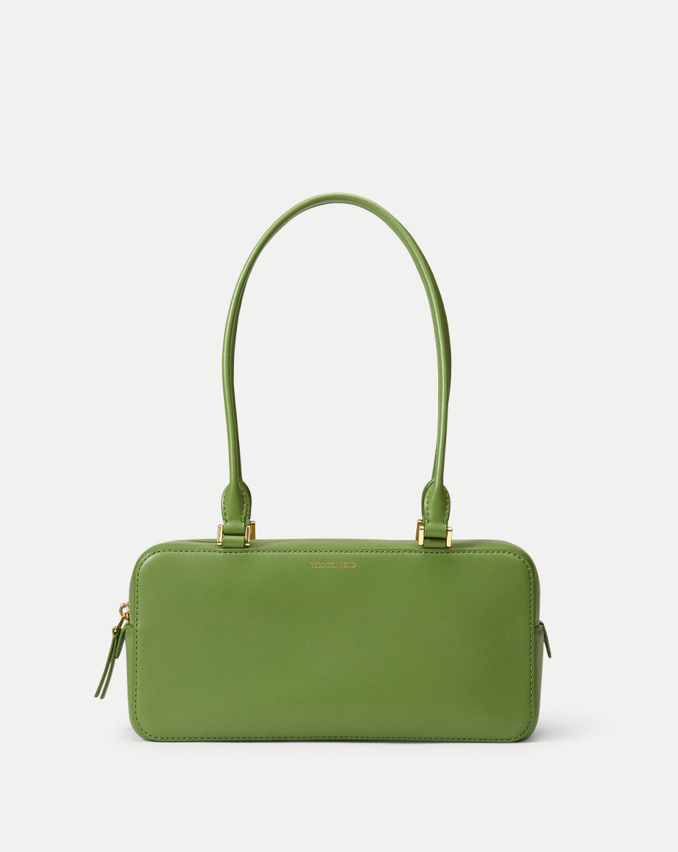 Leather Shoulder Bag for Women | Boxy Zip Top Handles