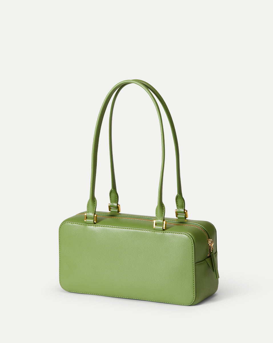 Leather Shoulder Bag for Women | Boxy Zip Top Handles