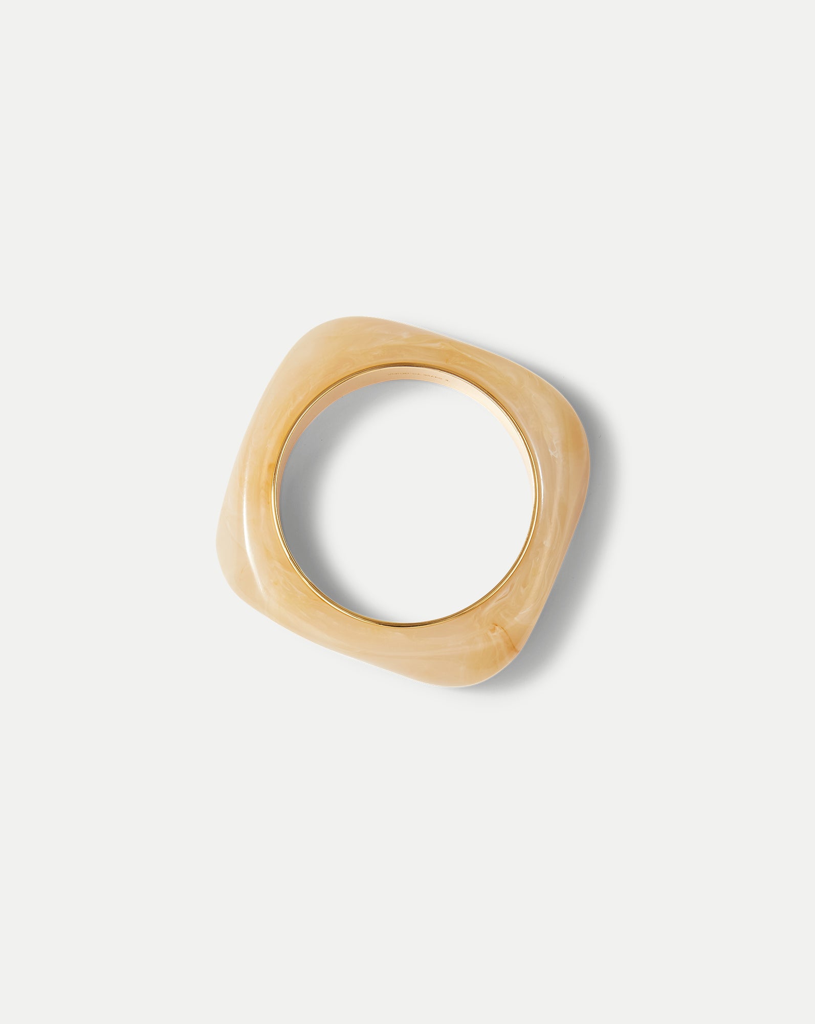 Sand-Colored Resin Bangle with Gold-Plated Rim | Sculpted Bracelet