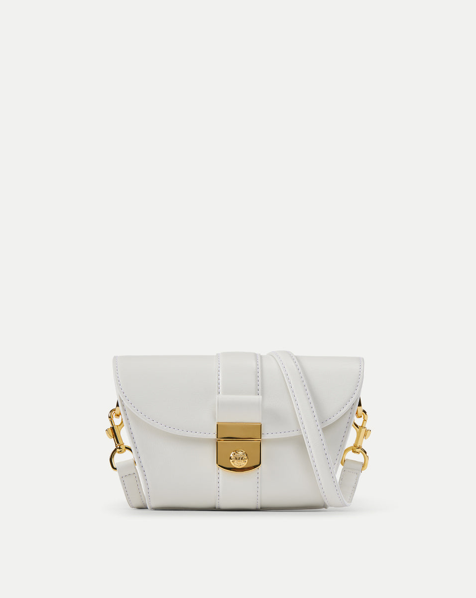 Leather Shoulder Bag with Crest Lock Closure | Small Crest Lock Trap