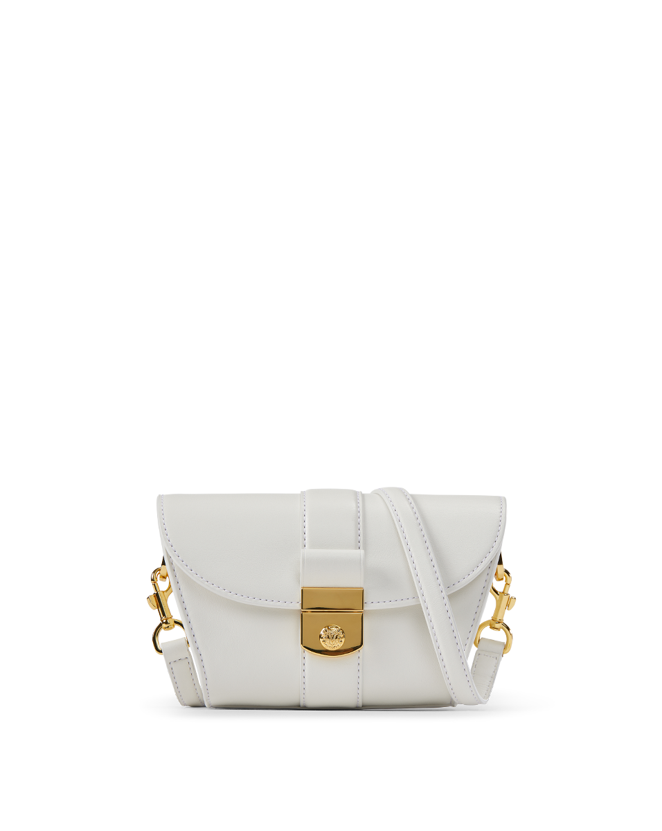 Leather Shoulder Bag with Crest Lock Closure | Small Crest Lock Trap
