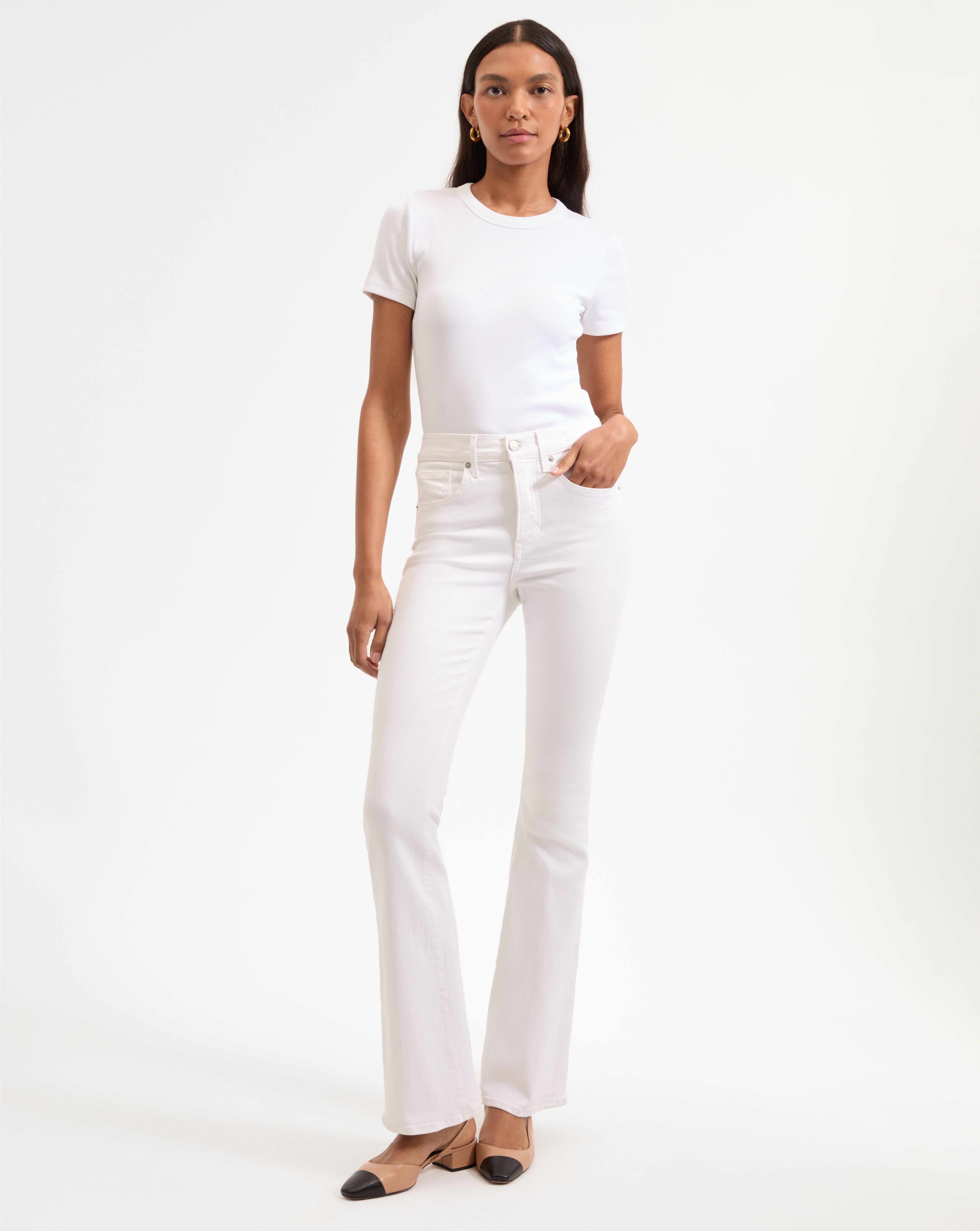 High-Rise Skinny-Flare Jeans in Classic Blue Wash | Beverly