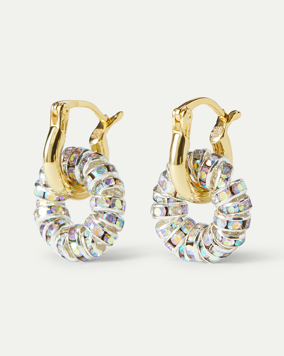 Tiny Créoles Gold-Plated Dainty Earrings with Crystals | Pearl Octopuss.y