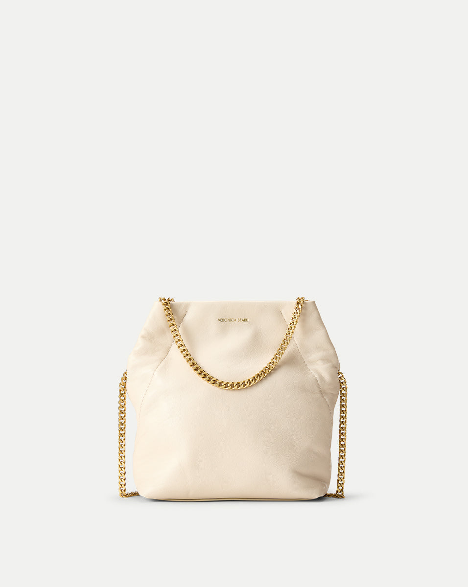 Small Leather Slouch Bag with Gold Chain Strap | Veronica Beard