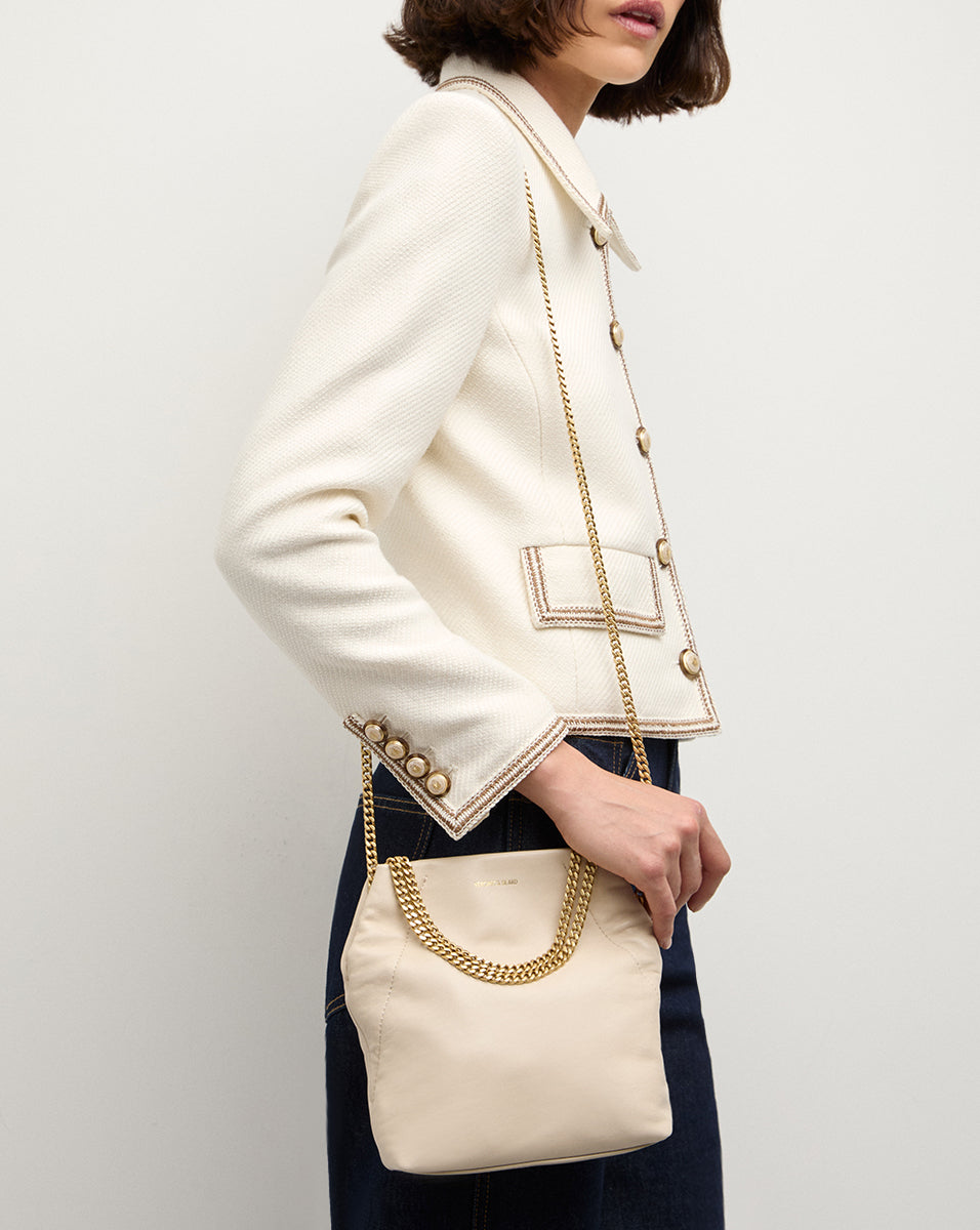Small Leather Slouch Bag with Gold Chain Strap | Veronica Beard