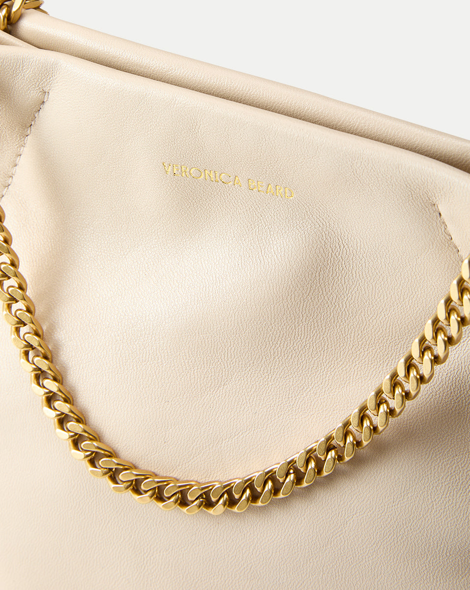 Small Leather Slouch Bag with Gold Chain Strap | Veronica Beard