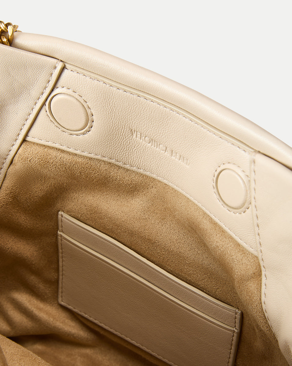 Small Leather Slouch Bag with Gold Chain Strap | Veronica Beard