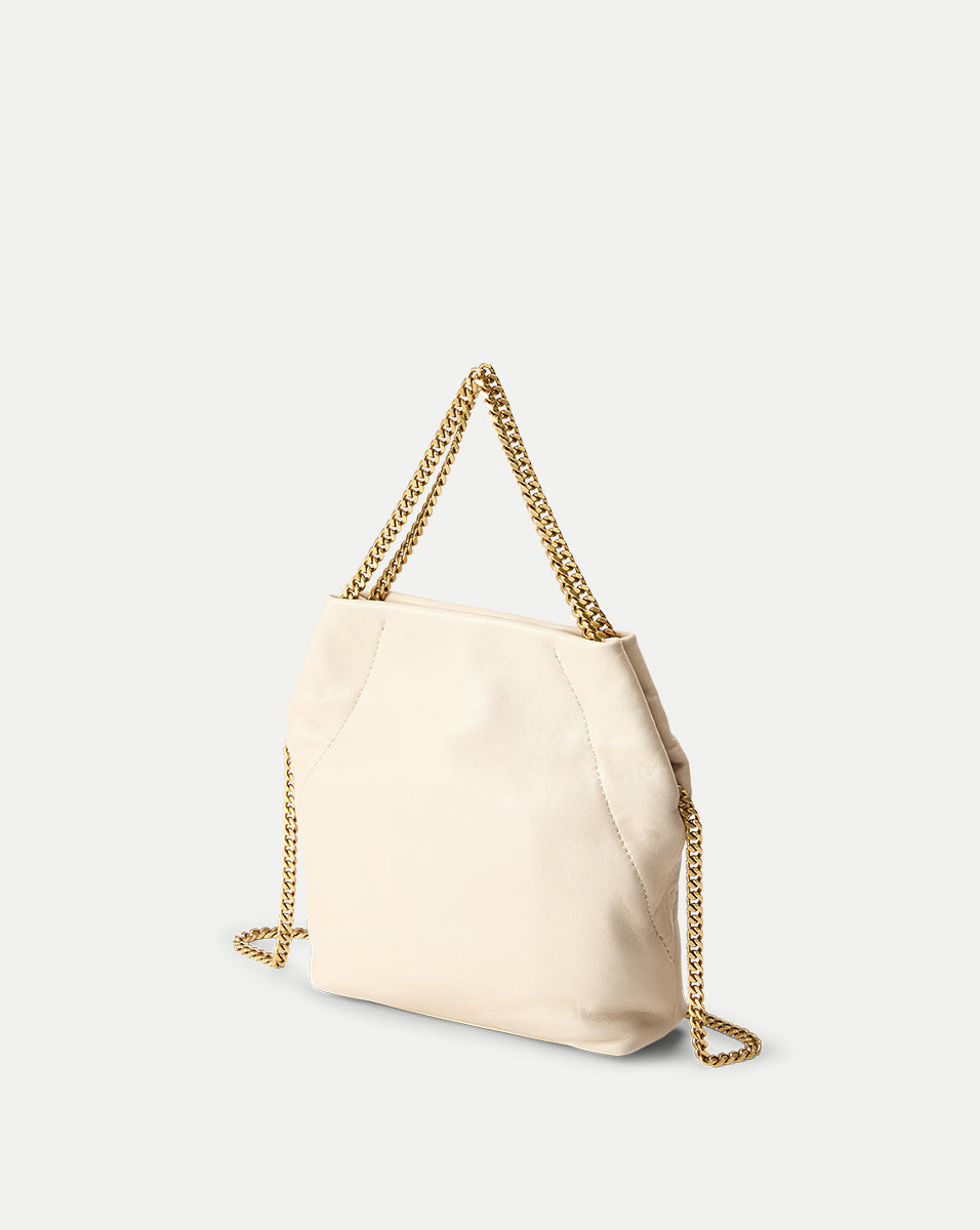 Small Leather Slouch Bag with Gold Chain Strap | Veronica Beard
