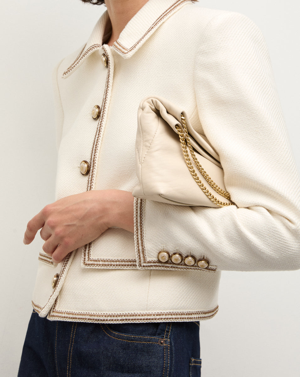 Small Leather Slouch Bag with Gold Chain Strap | Veronica Beard
