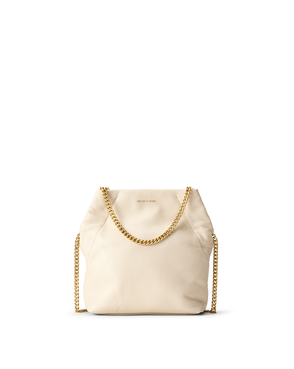 Small Leather Slouch Bag with Gold Chain Strap | Veronica Beard