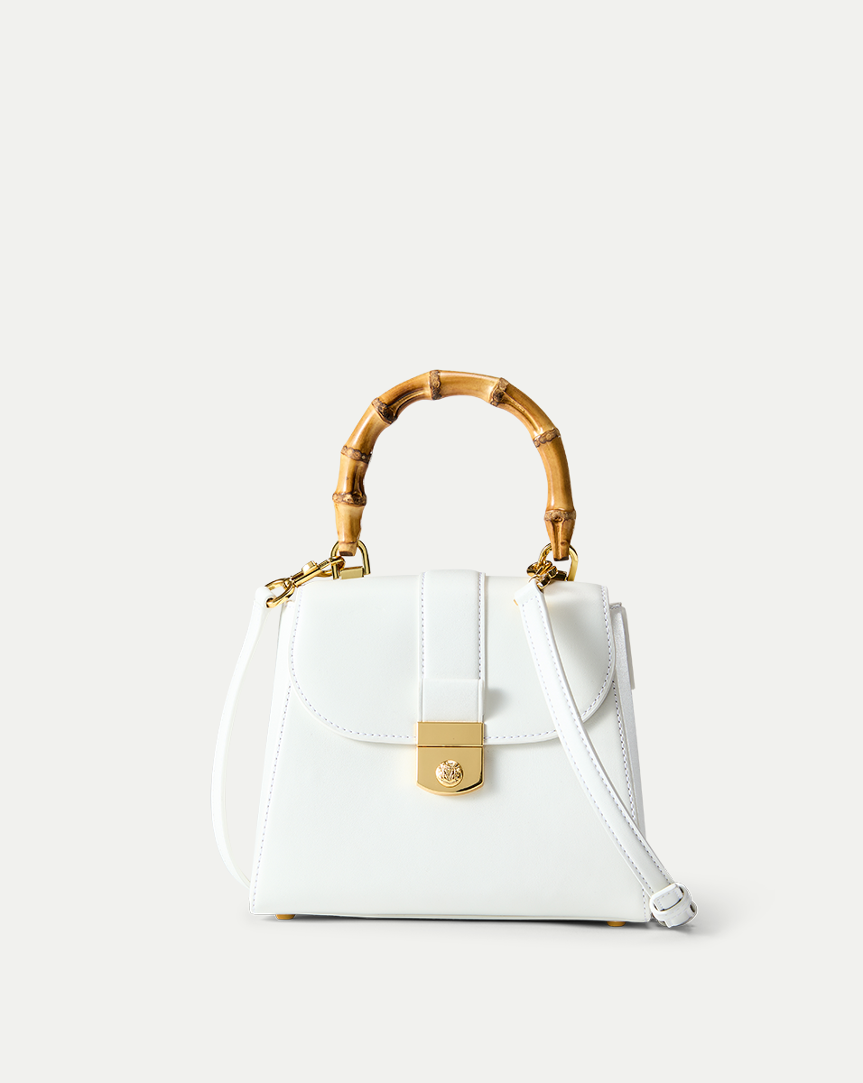 Leather Bamboo Handle Bag with Removable Strap | Avenue