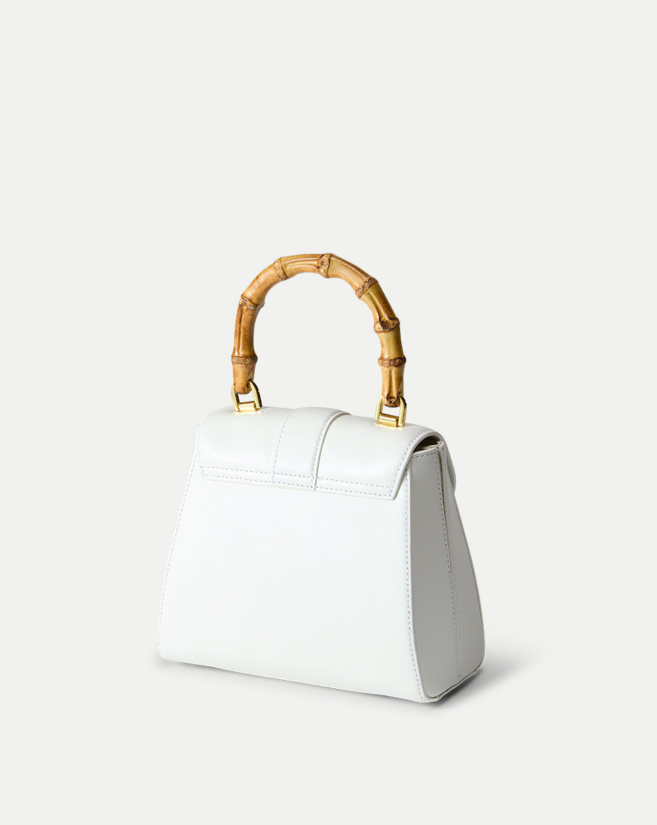 Leather Bamboo Handle Bag with Removable Strap | Avenue