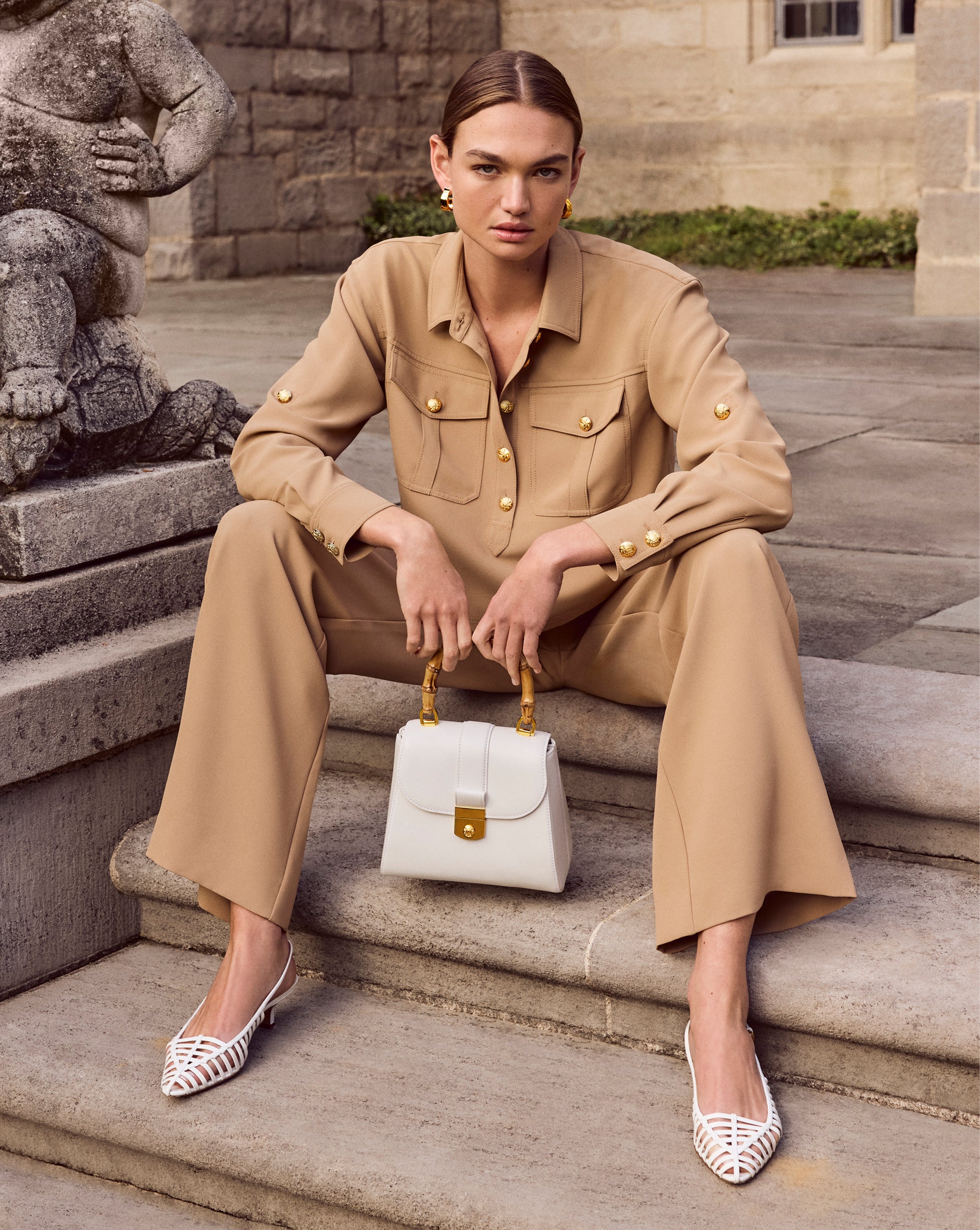 Leather Bamboo Handle Bag with Removable Strap | Avenue