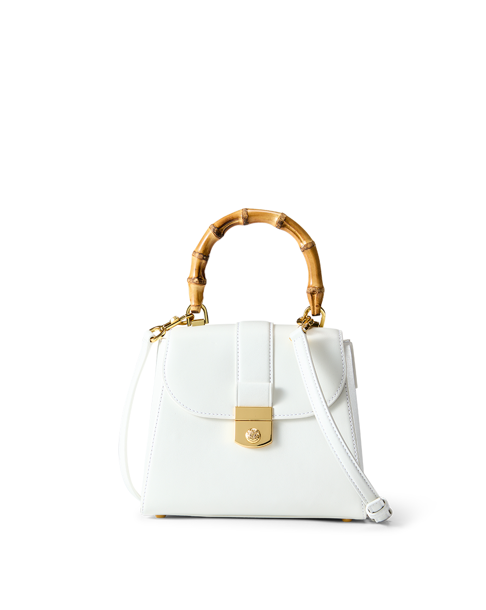 Leather Bamboo Handle Bag with Removable Strap | Avenue