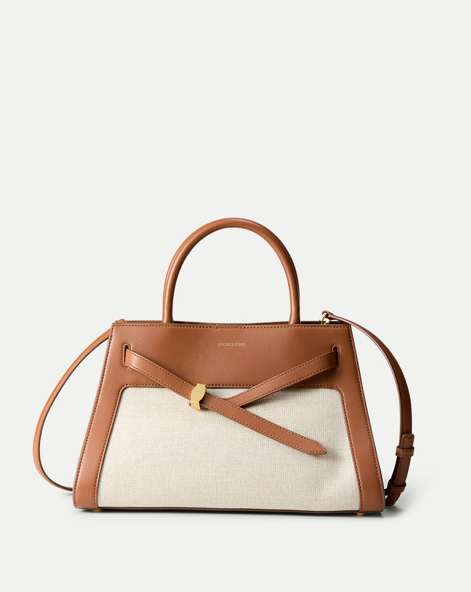 Canvas Tote Bag with Leather Details & Adjustable Strap | Veronica Beard
