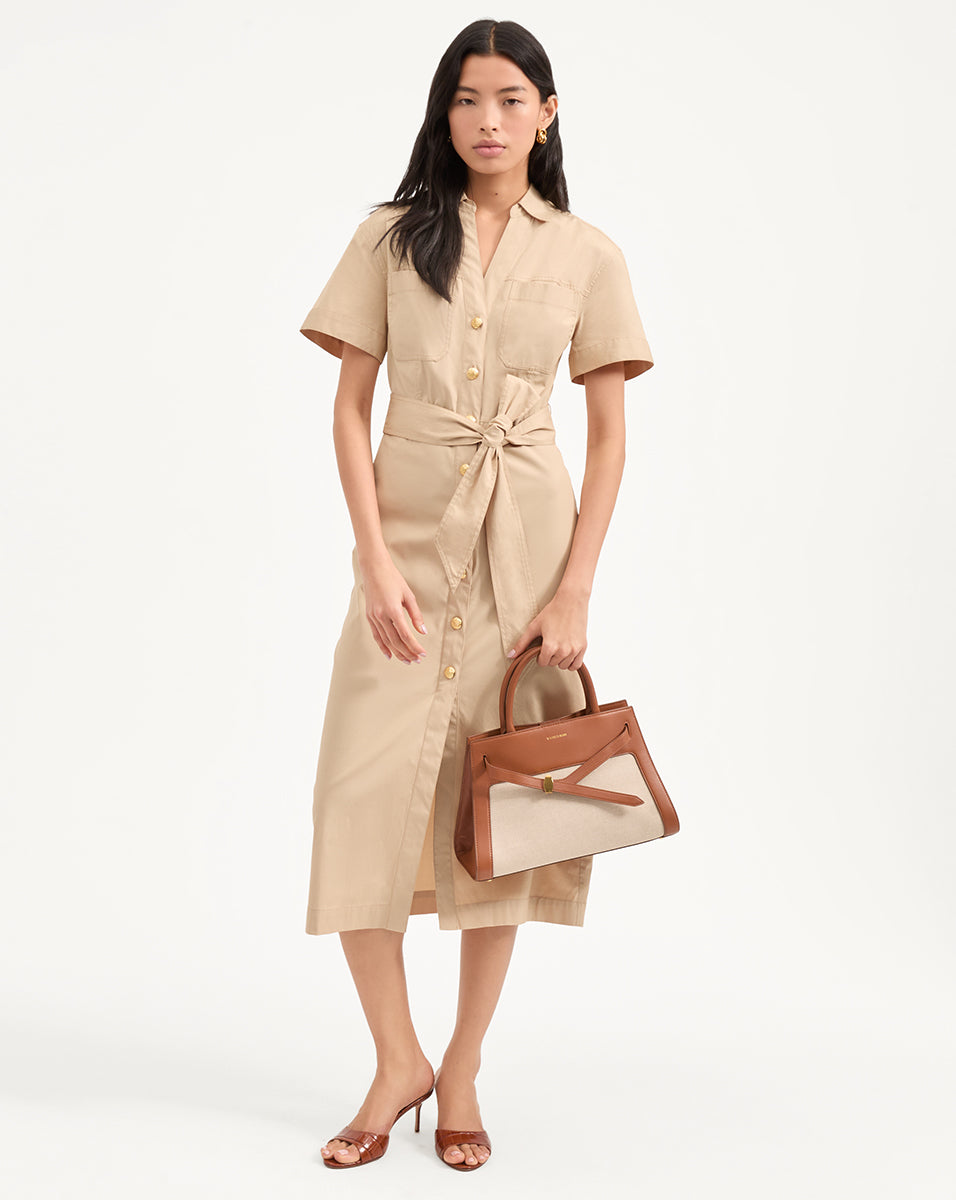 Canvas Tote Bag with Leather Details & Adjustable Strap | Veronica Beard