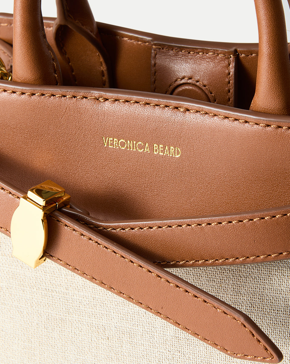 Canvas Tote Bag with Leather Details & Adjustable Strap | Veronica Beard