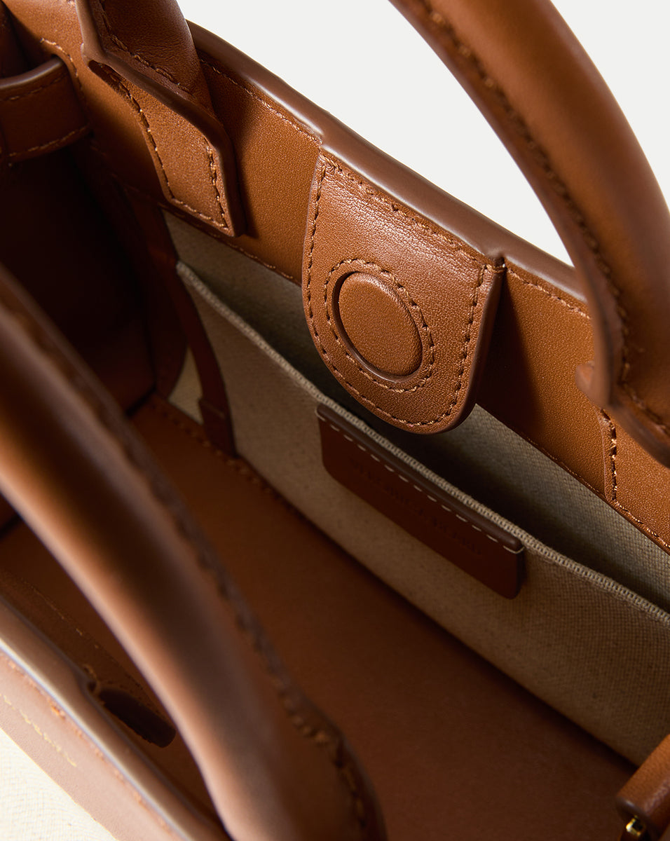 Canvas Tote Bag with Leather Details & Adjustable Strap | Veronica Beard