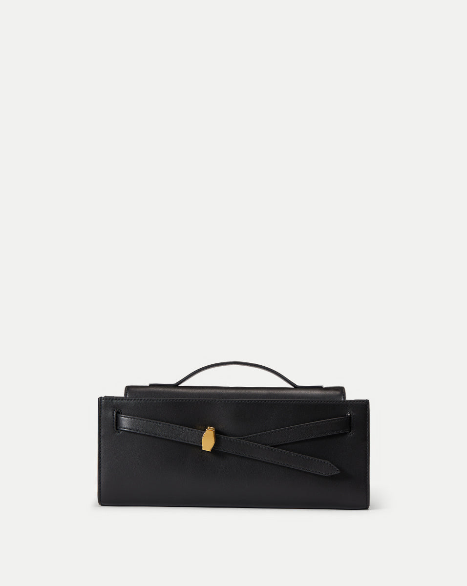 White Leather Clutch with Adjustable Strap & Zip Pocket | Veronica Beard