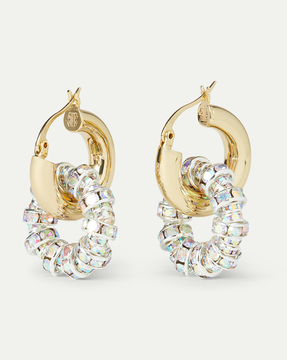 Small Hoop Earrings with Crystal Donuts | Pearl Octopuss.y